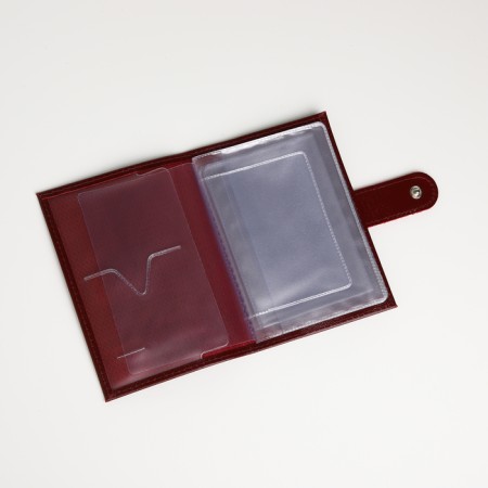 Cover for auto documents on the button, Textura, burgundy color-4