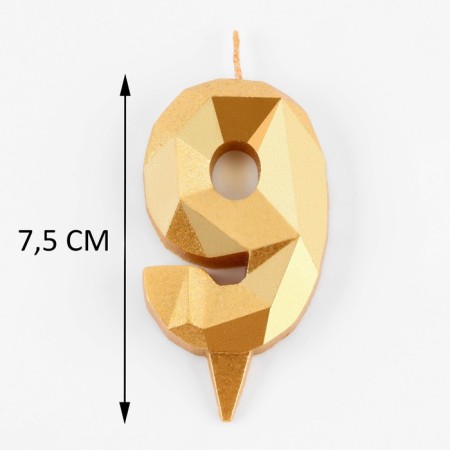 Candle in the Almaz cake number 9 gold, 6.5 cm-1