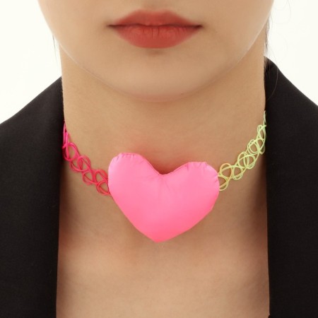 Choker "Heart" is soft, the color is pink-salad, 40 cm
