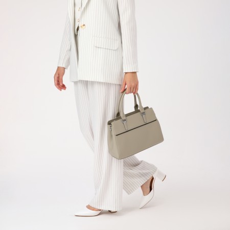 Luggage bag, external pocket, light-gray color-7