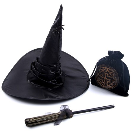 Carnival set "Magic", black hat, broom, bag-4