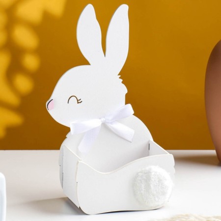 Kashpo wooden "Bunny" 13x7.5x22 cm white