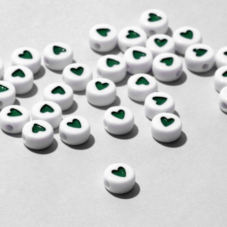 Acrylic bead "heart", 7 × 4 mm, set 10 g, green color-1