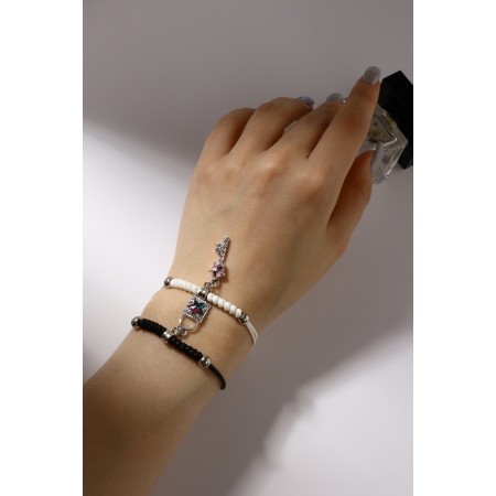 Bracelets "Demetrons" key with a lock, black and white color, 7 cm-1