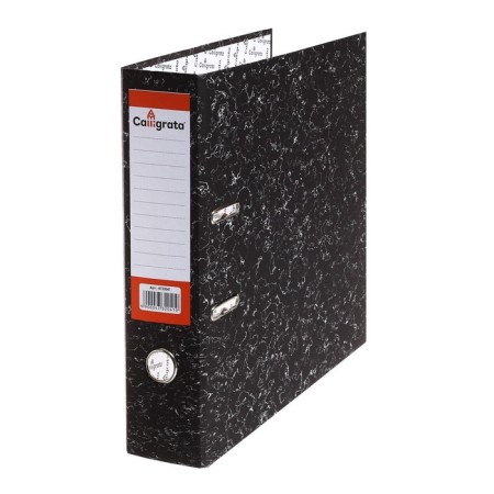 The registrar folder 75 mm, A4, calligrata, economical marble, black, mix-3