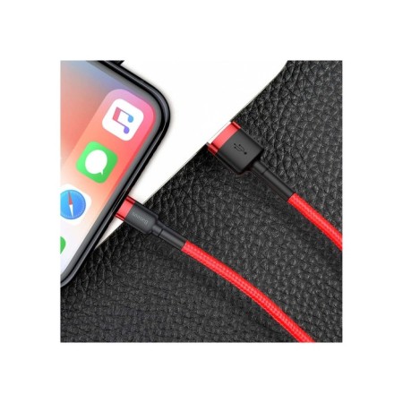 Baseus cable, Lightning - USB, 2.4 A, PVC braid, 1 m, black and red-6