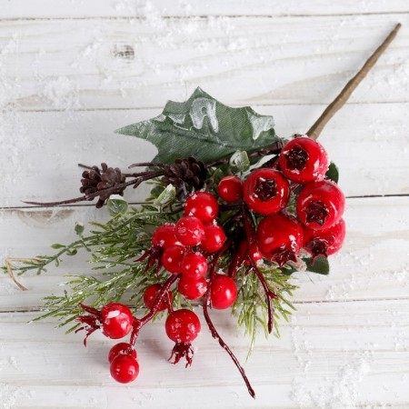 Decor "Winter Charm" Red Berries Snowflake, 22 cm