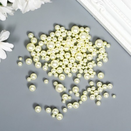 Decor for creativity plastic "Balls. Light yellow" d = 1.5-8 mm, set 10 grams