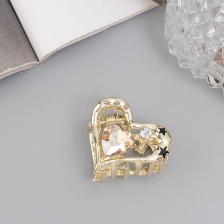 Hair crab "Avery style" heart, 3 cm, gold-1