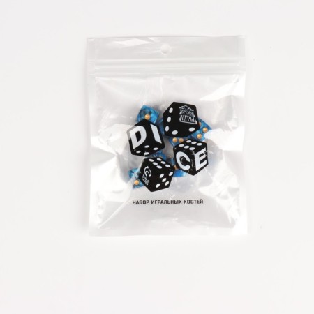A set of dice of playing "Game time", 10 pcs, 1.6 x 1.6 cm, blue marble-1