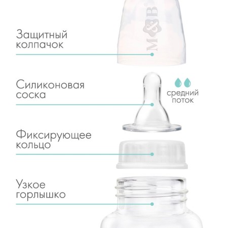 A bottle for feeding, a classic throat, fitted, 250 ml., From 3 months., White color-1