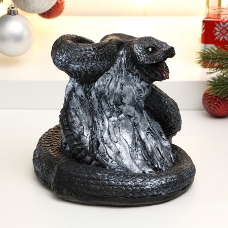 Figure "Snake with grass" Black 18x16x15cm