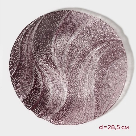 Black dinethered plate "Drachna", D = 28.5 cm, burgundy color