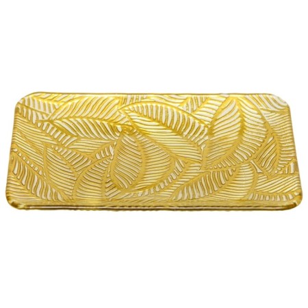 Glass "leaves", 305 × 225 × 25 mm, rectangular, transparent / gold color-2