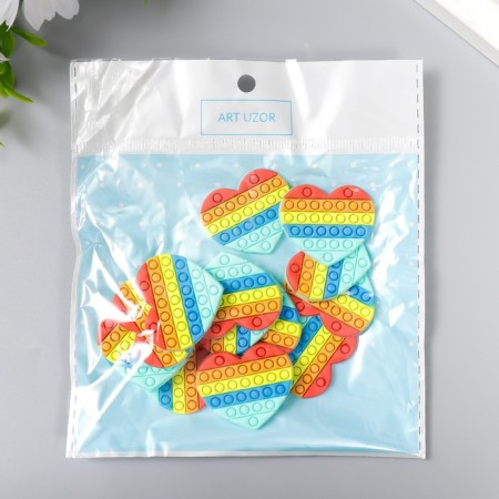 Decor for creativity rubber "Hearts" set 15 pcs mix 3x3.5 cm-3