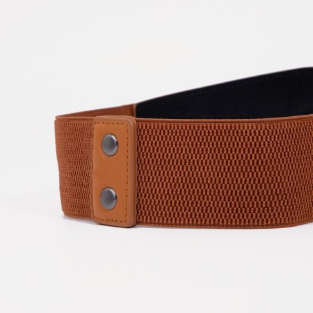 Women's belt on buttons, width 8 cm, brown color-1