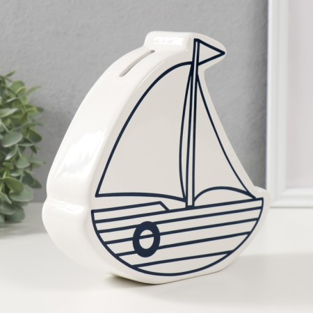 Piggy bank Ceramics "Shipyard" White 20x5.2x19.5 cm-3