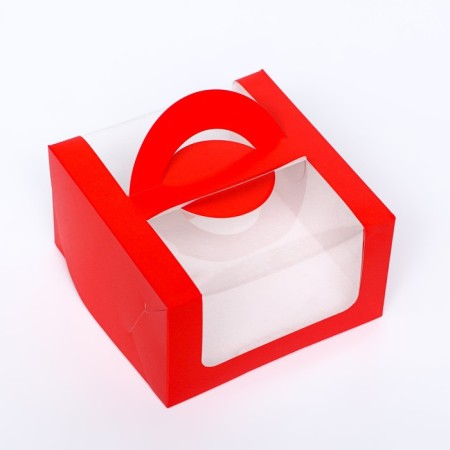 Bearbox under the bento-port with a window, scarlet, 14 x 14 x 8 cm-1