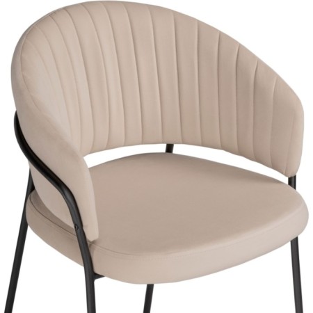 Chair on a metal frame Leo Metal/velor, black/beige 56x52x80 cm-4