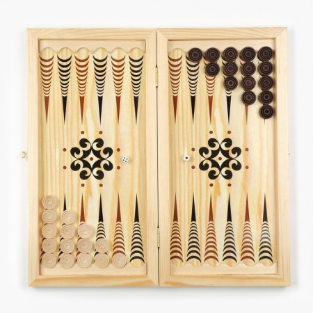 Backgammon "Hunters on a halt", wooden board 50 x 50 cm, with a field for playing checkers-1