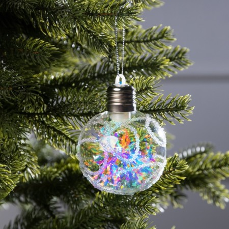 Fir -tree ball "Frosty pattern", batteries, 1 LED, glow warm white-3