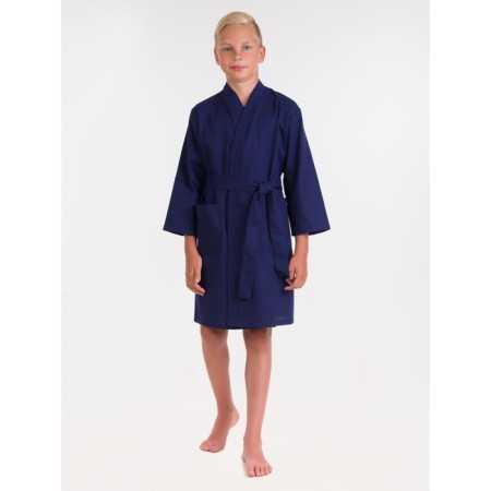 Waffle children's robe "kimono", size 30, dark blue color-1