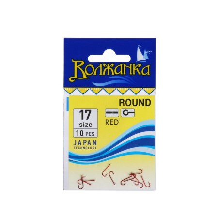Hooks "Volzhanka", Round series, Red Color, No. 17, 10 pcs.