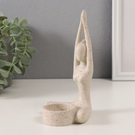 Polystone candlestick for 1 candle "Greeting the Sun" White in nettles 8.7x8.7x16.5 cm-3