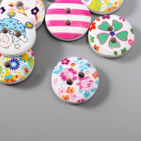 Buttons decorative wood "colored" weight 8 g-1