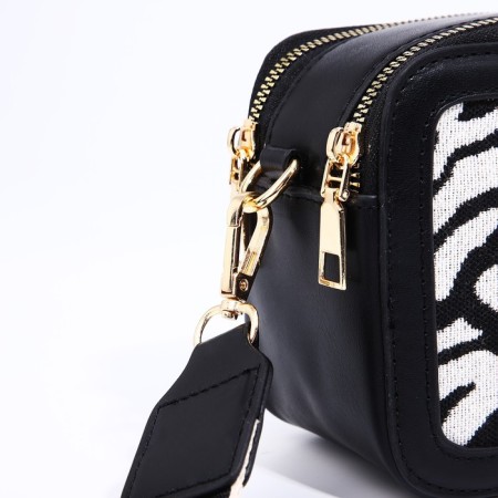Bag Cross-Bodi with a zipper, black/white color-4