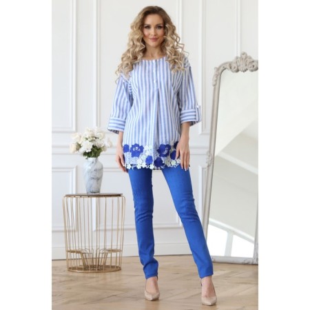 Female blouse, size 42, blue color-5