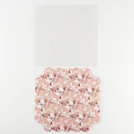 Cookie box, confectionery packaging with PVC lid, “flowers”, 18 x 18 x 3 cm-5
