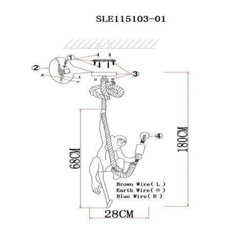 Suspension EVOLUCE. Sle115103-01. Tenato. 1x60 W, E27, 28x28x68 cm, white color-3