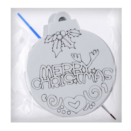 Christmas tree decoration for painting "Merry Christmas" 4 pcs., Brush-4