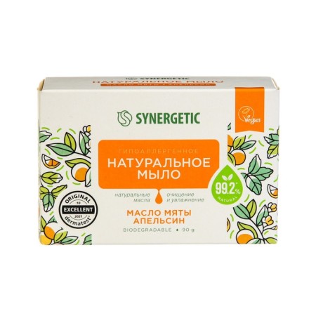Natural toilet soap Synergetic "Mint oil and orange", 90 g-1