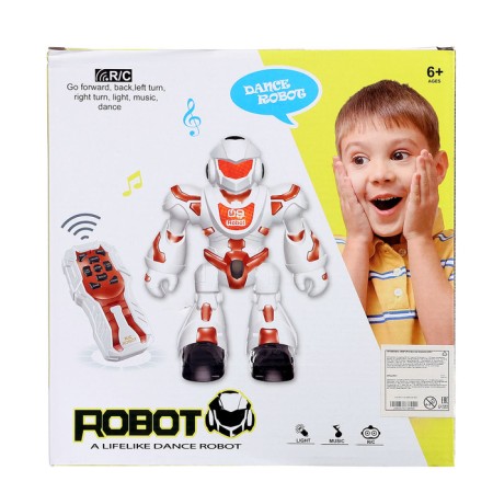 Robot radio -controlled "dancer", light and sound effects, works on batteries, red color-14
