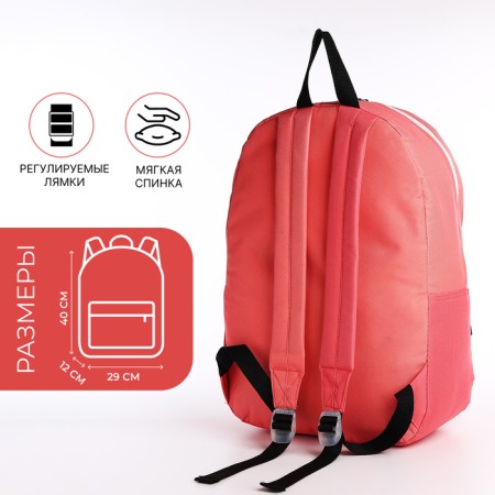 A backpack with a zipper, external pocket, pink color-1