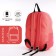 A backpack with a zipper, external pocket, pink color