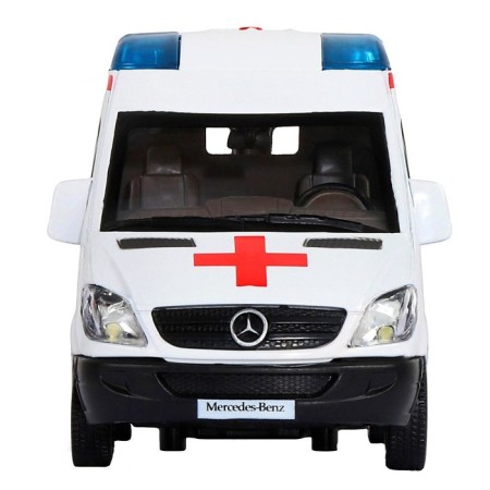 Metal machine "Mercedes Sprinter. Ambulance ”1:32, inertia, white color, light and sound effects-6