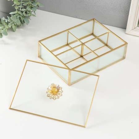Casket glass with a metal frame "Crystal" Transparent ripples 16.1x22.1x8.5 cm-1