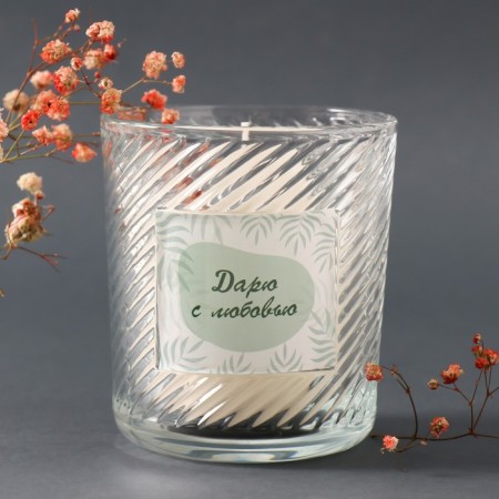 Bank for candles glass "leaves" transparent 350 ml 8.5x8.5x10 cm-1