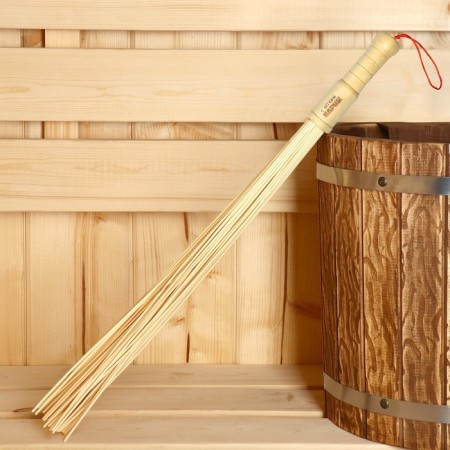 Massage broom for a bathhouse with thick rods "with light steam", 57 cm-1