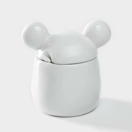 Sugar bowl ceramic shares "Mishka Otto", 400 ml, 11 × 12 × 12.5 cm, white color-3