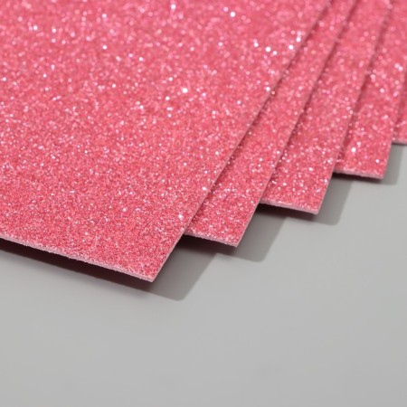 A set of glitter foamiran (5 sheets) 2 mm, 20x30 cm, pink-1