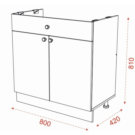 Floor cabinet for sink 800x420x810 ash -dark ash -dark/light-4