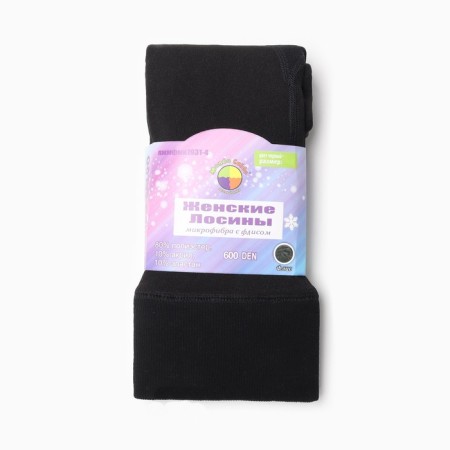 Women's microfiber leggings with fleece 600 den a, black color, size 4-5