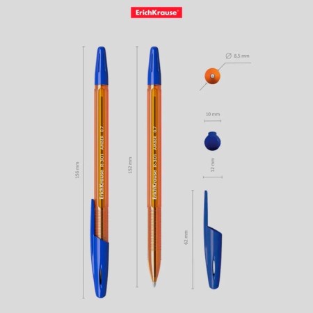 Ballic handle Erichkrause R-301 Amber Stick, Node 1.0 mm, blue ink, letter line length 1000 meters-3