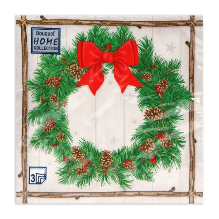 New Year's napkins Paper Home Collection “Wreath with cones”, 3 layers, 33x33 cm, 20 pcs-2