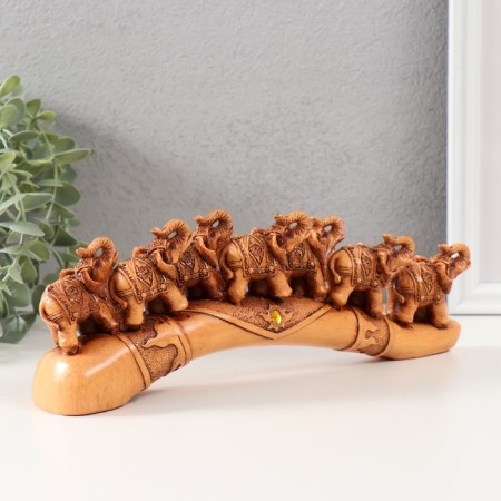 Polystone souvenir "Seven elephants on a tusk" under a tree 4.6x29x10 cm-1