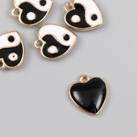Decor for creativity metal, enamel "Heart Yin-Yang" gold 0.3x1.4x1.6 cm-1